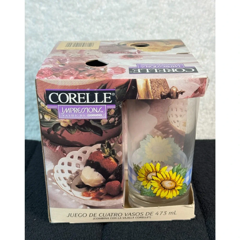 Corelle Impressions Sunsations 16 oz Glasses Set of 4 Glassware - New Old Stock